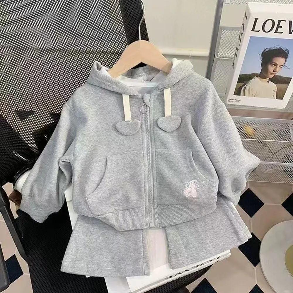 2-7Y Korean Style Casual Suit For Girls Spring Autumn New Arrival Stylish Letter Sweatshirt Straight-Leg Trousers Two-Piece Set