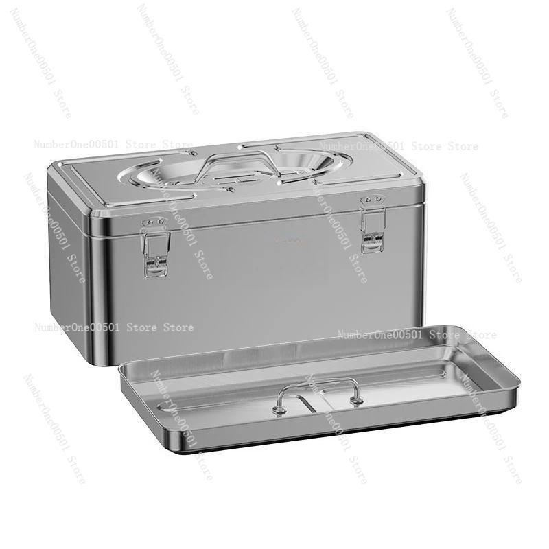 

Stainless Steel Portable Toolbox Thickened Iron Storage Box Double Hardware Household Toolbox