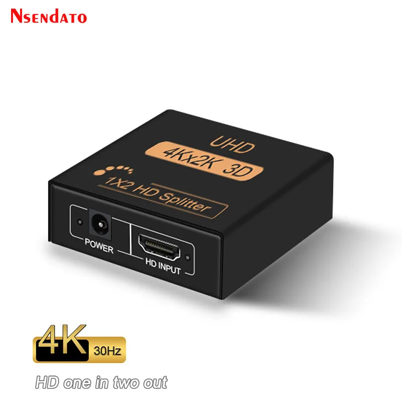 4K UHD 3D HDMI-Compatible Splitter 1X2 4K 30Hz 1 in 2 out HDMI-Compatible Switch Converter For DVD PS4 Xbox PC HDTV Monitor