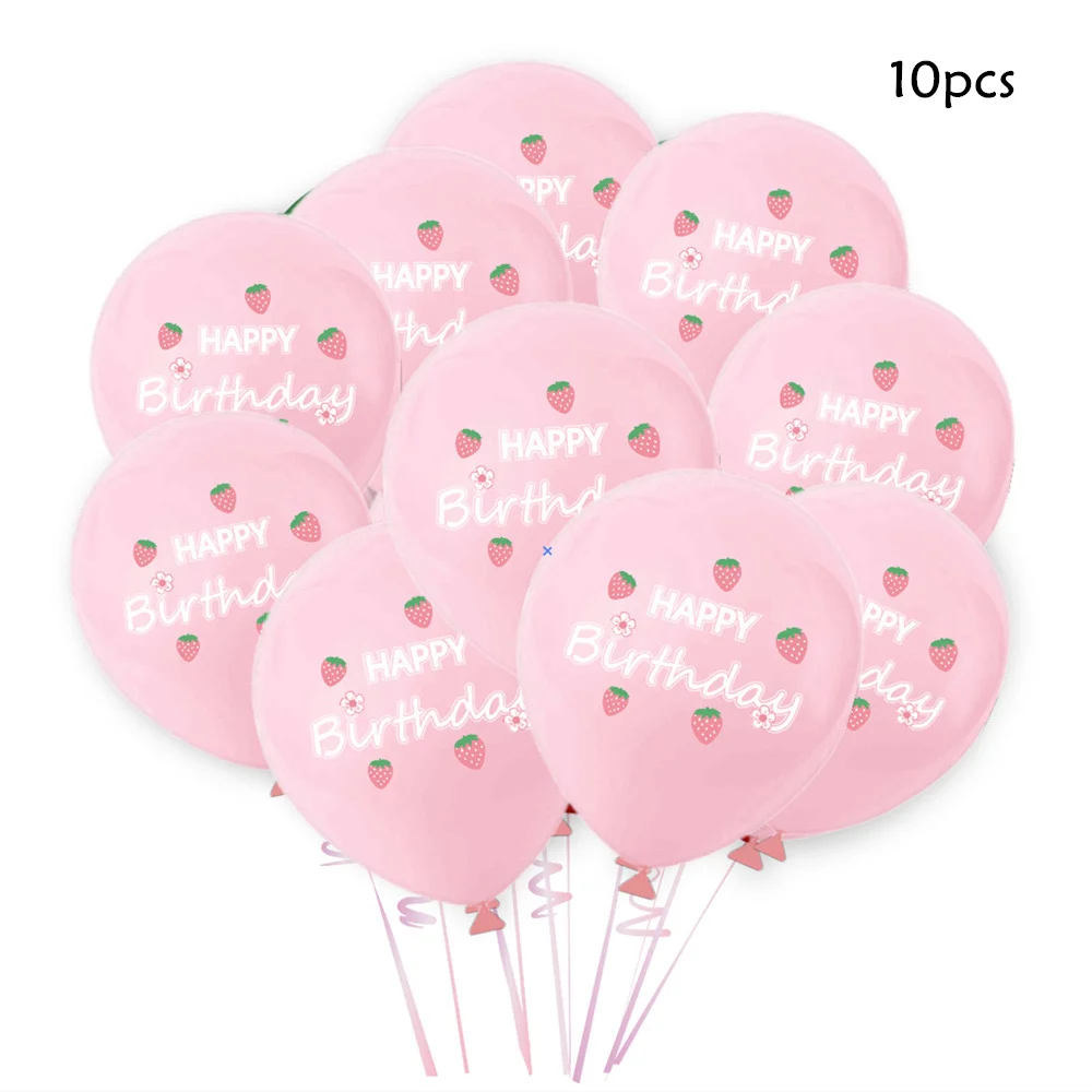 30,5 cm großer Latexballon mit Erdbeerthema, hawaiianische Party-Dekoration, Obst, Erdbeere, Ananas, Papierstränge, Blume, Kinder-Birt – Detail 8