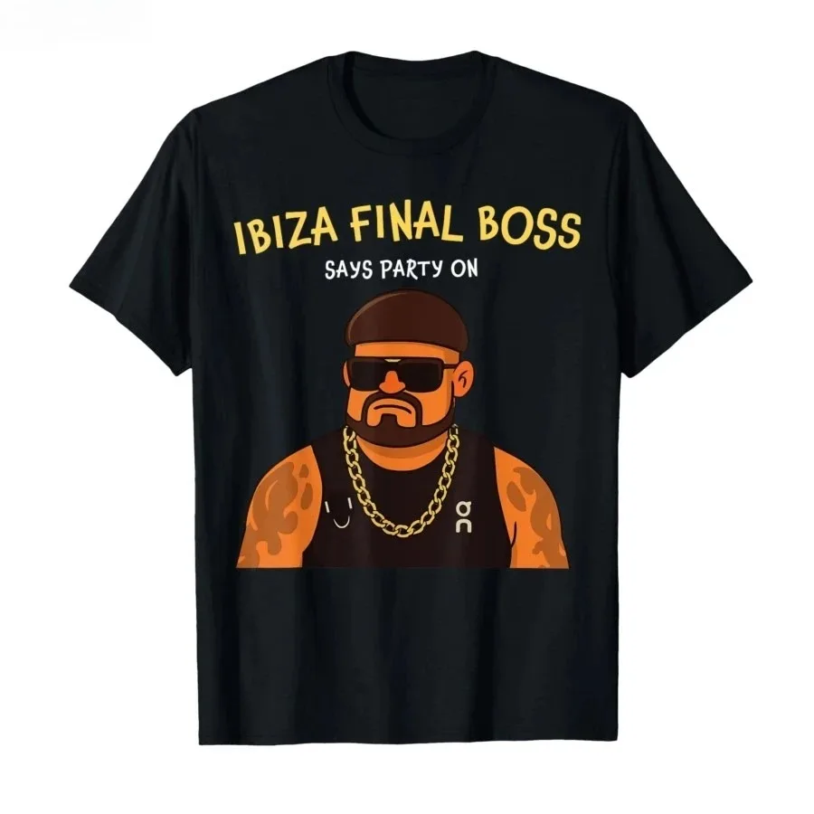 Funny Viral Bower Haircut Ibiza Final Boss Meme Club Summer T-shirt for Men Women 100% Cotton T Shirts Short Sleeve Tops P386