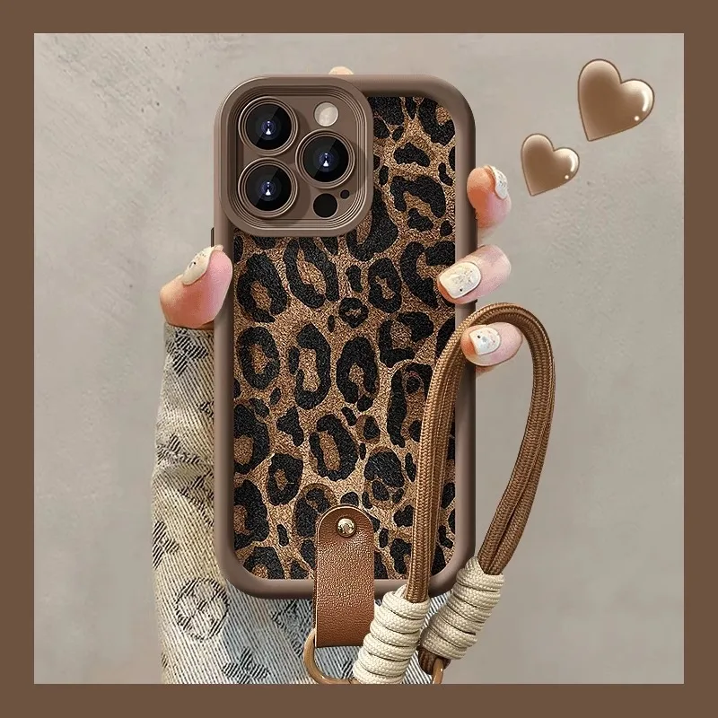 

Lamb Skin Leopard Print Case for 6Promax New Model Full Cover Personali Women's Sle Mobile Phone Storage Box