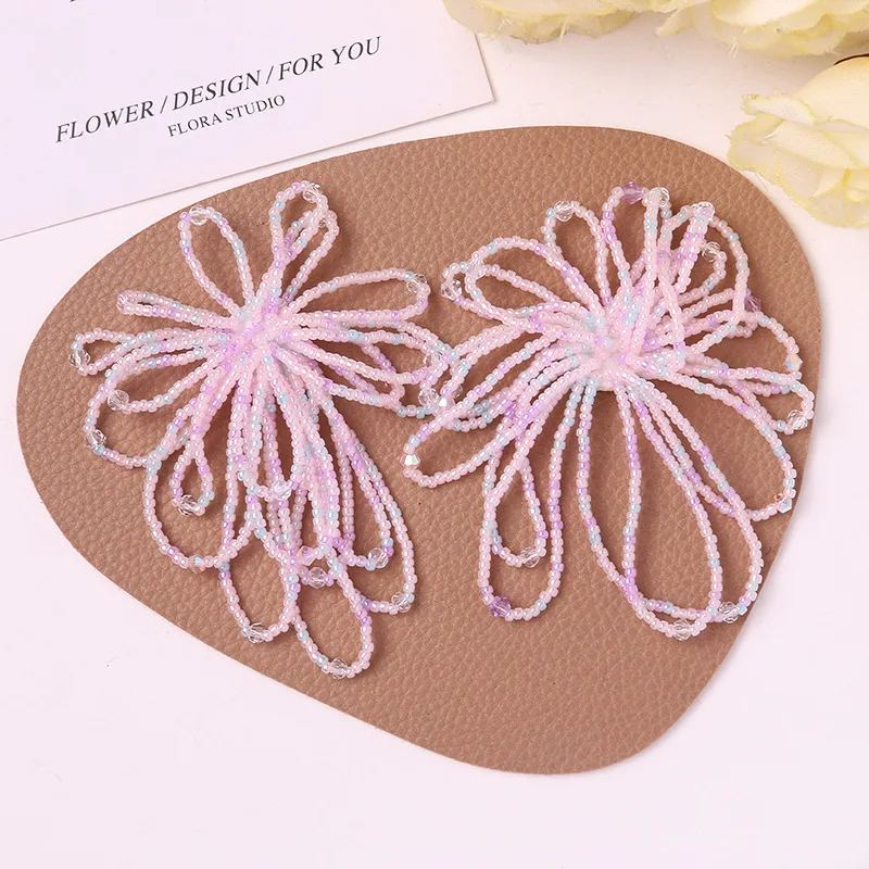 Shoe Charms 1 Piece Crystal Beaded Flower Handwoven Ballet Cute Decor for Clear Clog Sandals Korean Fashion Inspired
