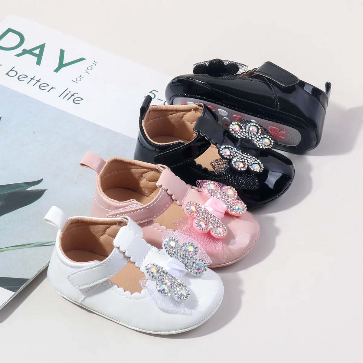 أحذية الأميرة للمشي الأولى للفتيات الصغيرات الأكثر مبيعًا لعام 2025 لجلد البولي يوريثان عالي الجودة 0-18 متر ونعل TPR BBW5118 #2