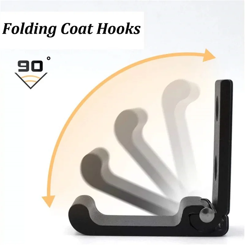 1/2PCS Folding Hooks Wall Door Clothes Coat Hat Bags Hangers Aluminum Alloy Kitchen Bathroom Rustproof Towel Hooks Foldable Hook