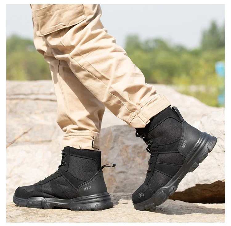 Stahlkappen-Arbeitsschuhe Unzerstörbare Sicherheitsschuhe für Männer Stoßfeste, durchtrittsichere Bergbaustiefel Modische Herren-High-Top-Stiefel Sneakers – Detail 17
