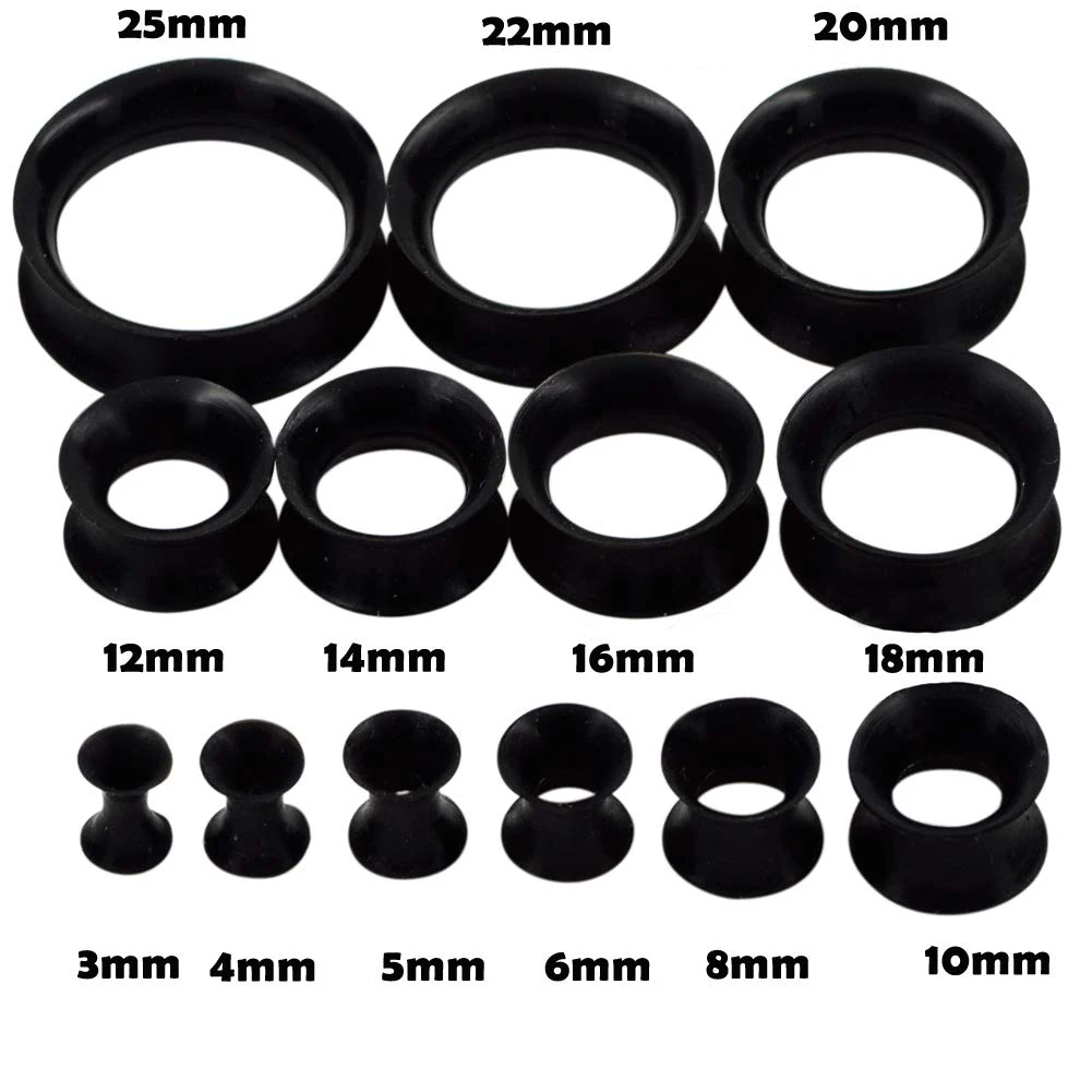 22pcs 8G-3/4 Ultra Thin Silicone Double Flared Flexible Tunnel Ear Stretching Plug Gauge Kit - 11 Pairs