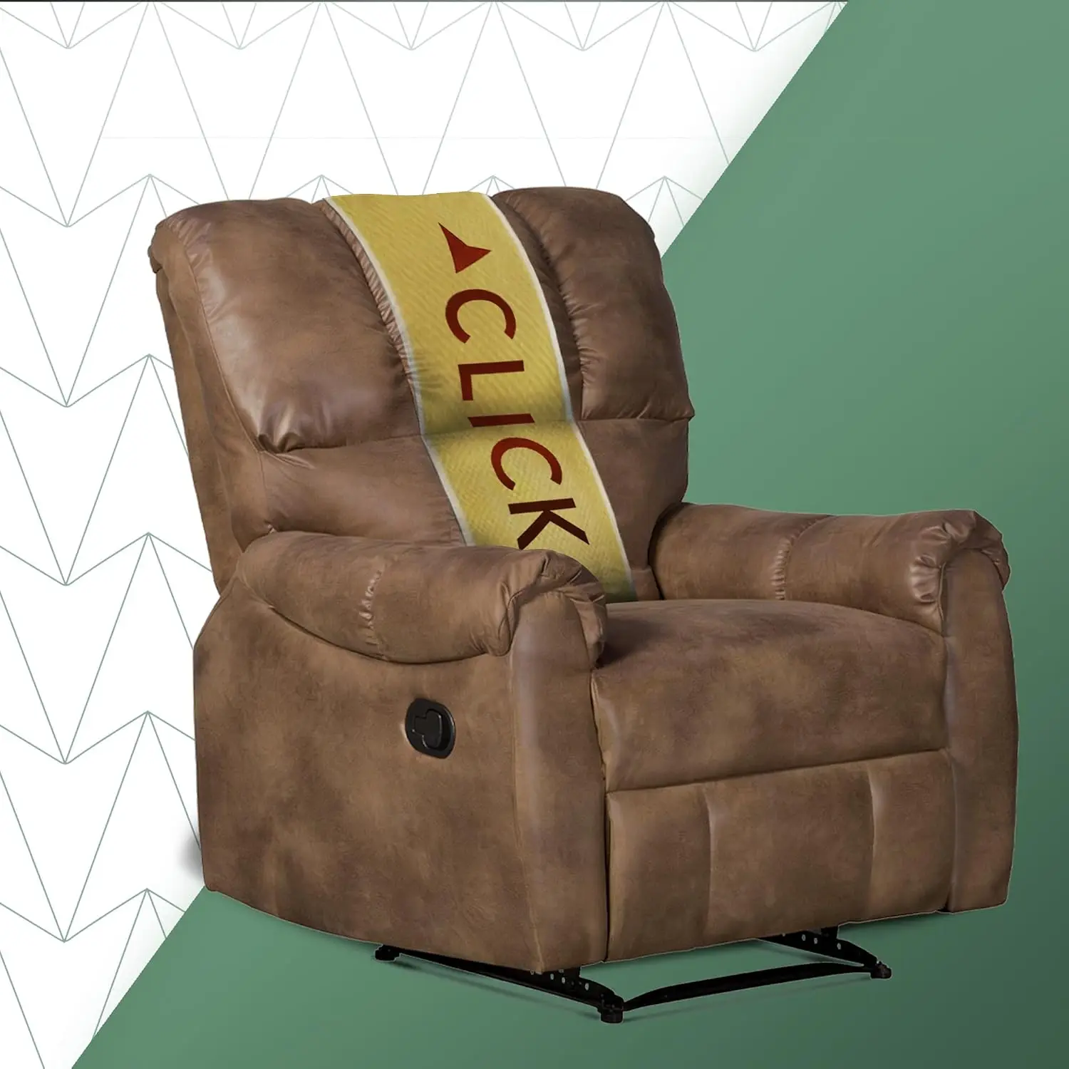 Bonded Leather Manual Recliner Chair with Pillow Arms for Living Room, Brown, Customized