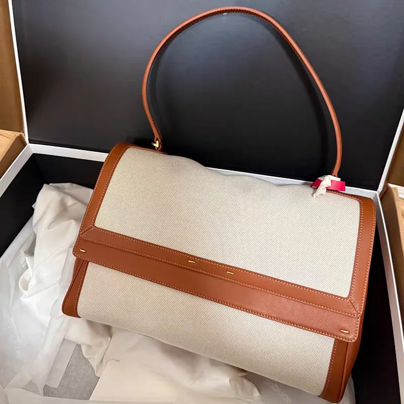 

New Canvas Patchwork Shoulder Bag Ladies Fashion Versatile Simple Large Capacity Commuter Tote Bag Backpack Bucket Bag Handbag