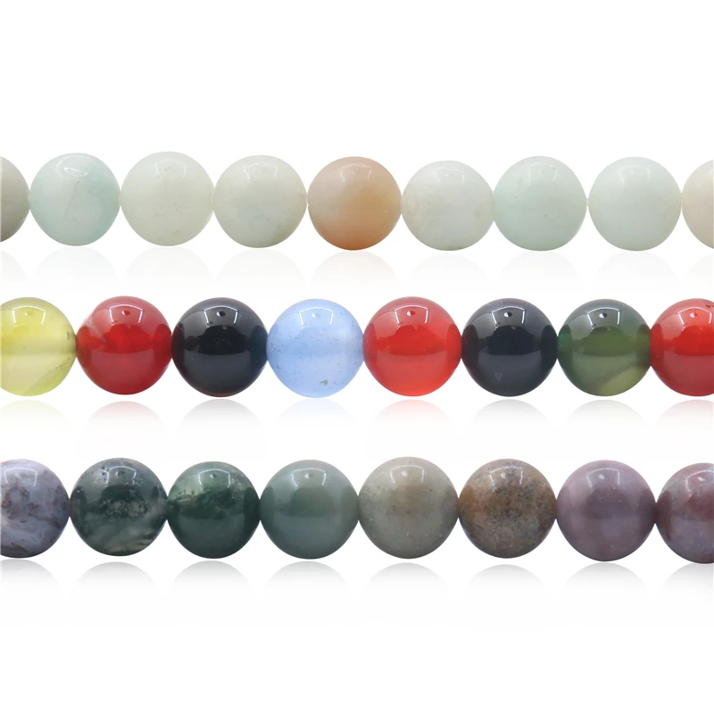 

Natural Stone Round Amazonite Labradorite Mookaite Amethyst Aventurine Unakite Tiger Eye Beads For Jewelry Making DIY Bracelet