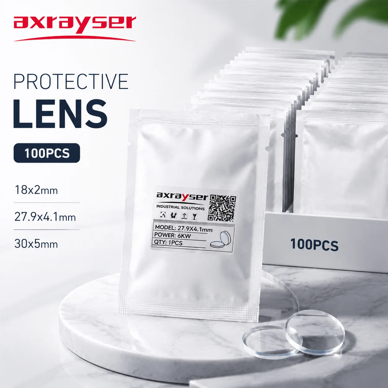 Wholesale 100PCS Axrayser Packaged Laser Protective Lens 18x2 30x5 27.9x4.1 Protective Windows For Laser Cutting Machine