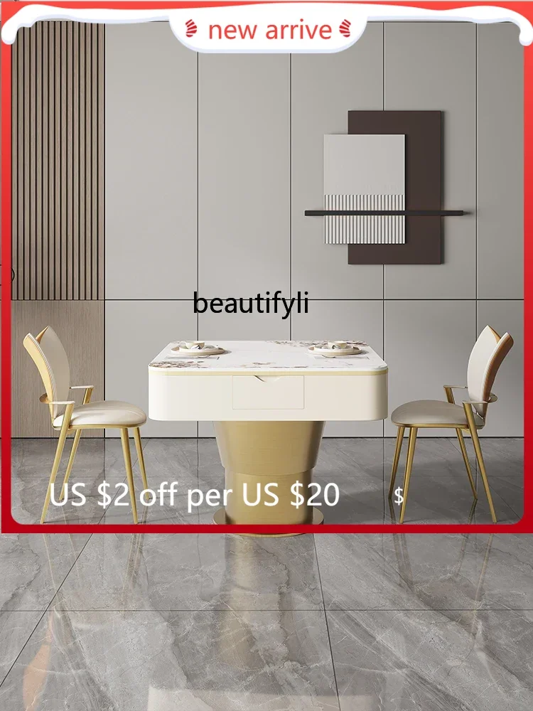 

G1218 Slate three-purpose mahjong table, modern home living room multi-functional lifting integrated coffee table dining table