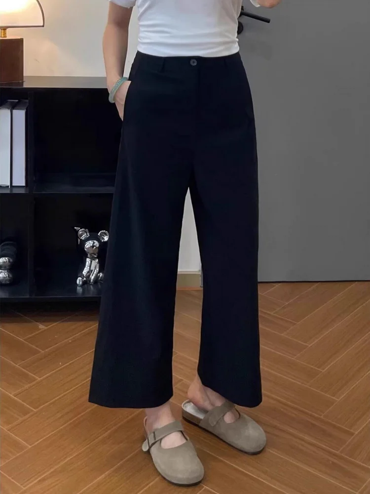 

High Waist Loose Fit Thin Summer Suit Pants Women's plus Size Pear Shaped Body High Waist Straight Leg Pants Casual Trousers