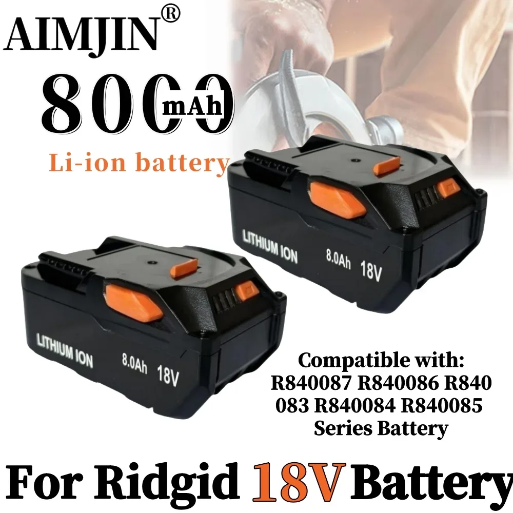 

18V Battery 8.0AH Li-ion Battery For RIDGID R840087 R840085 L1815R L1850R L1830R R840083 Series Cordless Power Tool