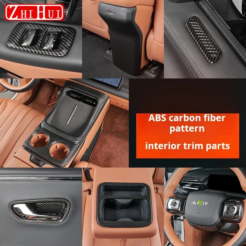 For GAC AION V 2025 2026 Car Styling Central Control Gear Shift Frame Panel Sticker Carbon Fiber Pattern Sticker Accessories