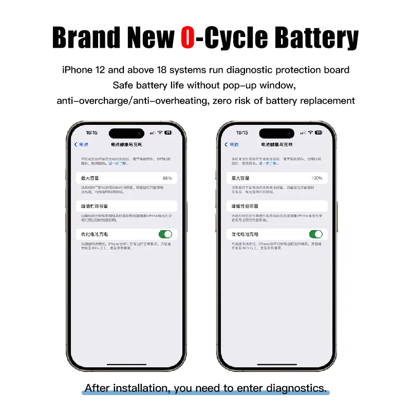 بطارية بريسون لهاتف i-PHONE 12 13 14 و 15 سلسلة ios18-ios26 تشخيص بدون إشعارات منبثقة 100% صحية جديدة 0 دورة #5