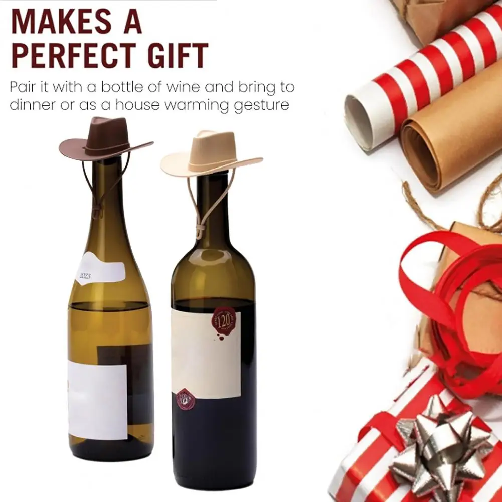 Wine Bottle Stopper Set Reusable Wine Corks Cowboy Hat Wine Stoppers Silicone Bottle Toppers Air-tight Seal Reusable for Bottles