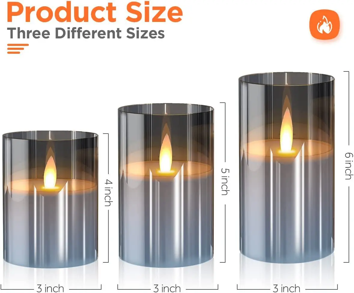 3Pcs/Set Led Flameless Electric Battery Candles Light with remote control Fake Acrylic Candles for Wedding Party Christmas Deco