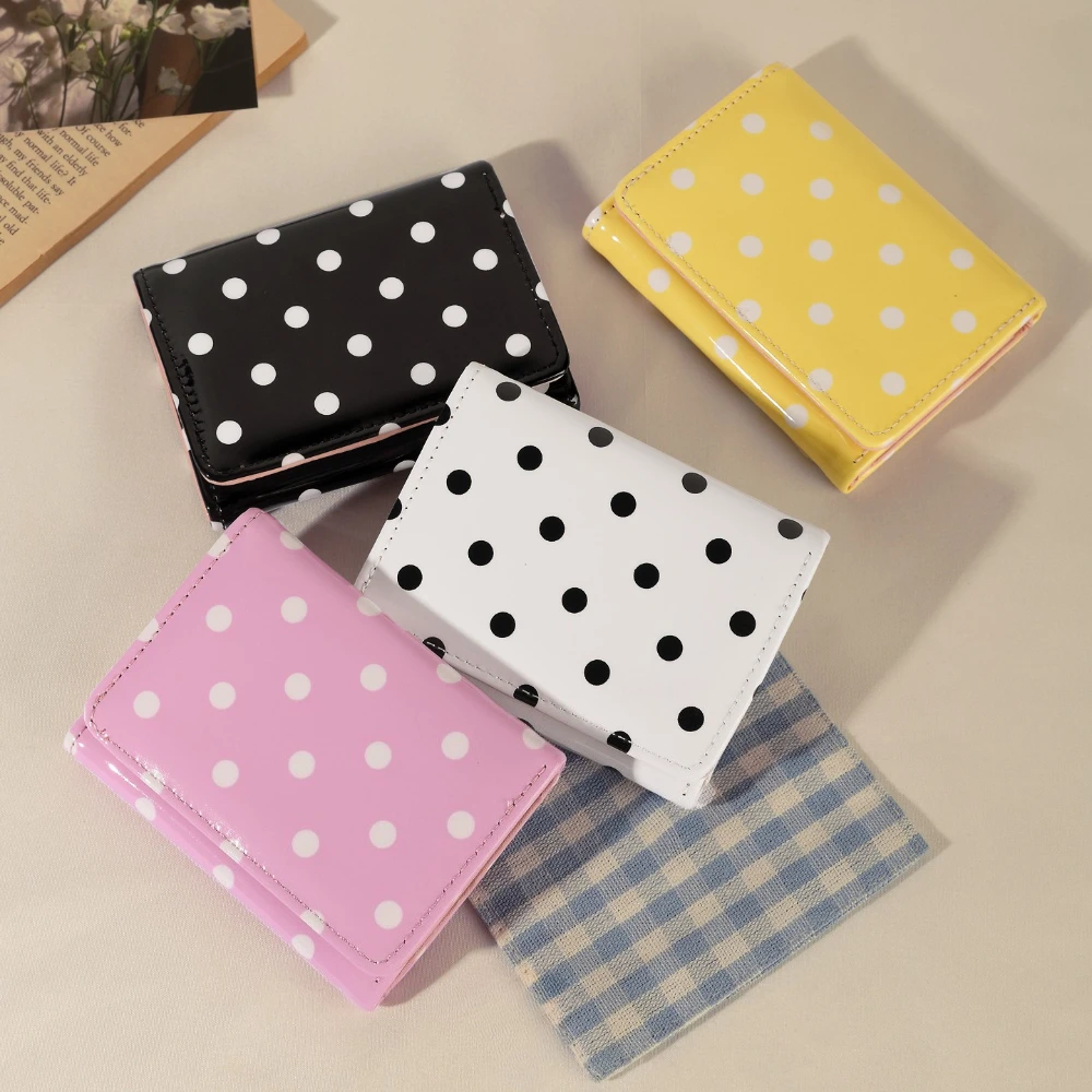 Fashion Wallets Girls Cute Dot Small Wallet Card Holder Fashion Three Fold Purse for Women Student Simple PU Leather Wallet