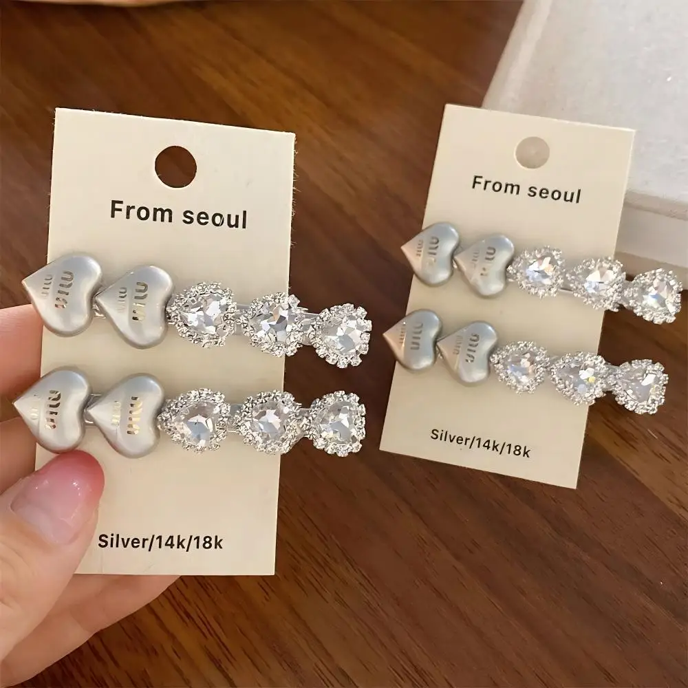 

New Fashionable Luxury Silver Letter Love Sparkling Diamond Hairpin Side Clip Broken Hairpin Headwear Hairpin Female Hairpin