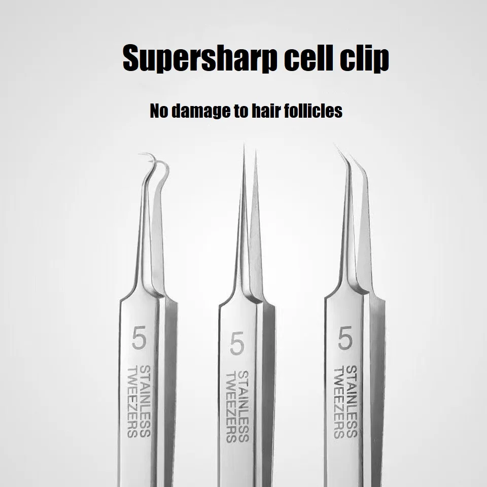 3 stuks Ultrafijn nr. 5-acne mee-eter verwijderen pincet schoonheidssalon acne puistjes naalden diepe reiniger clip gezicht huidverzorging tool