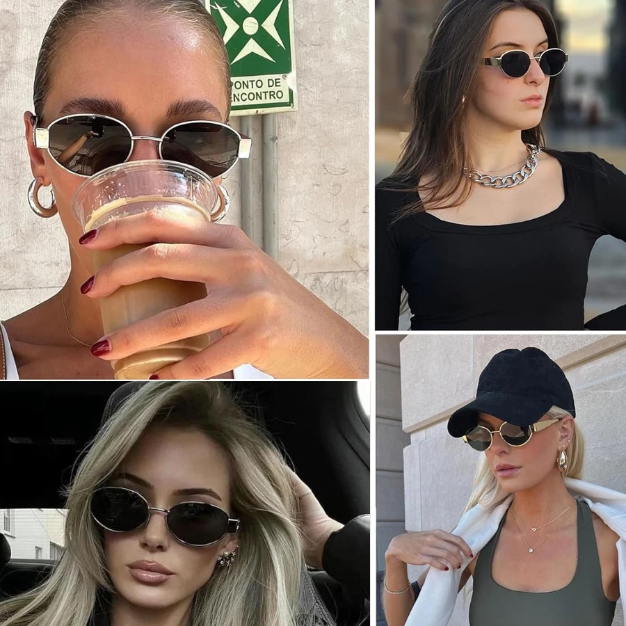 Retro Oval Sunglasses for Women Men Trendy Sun Glasses Classic Shades