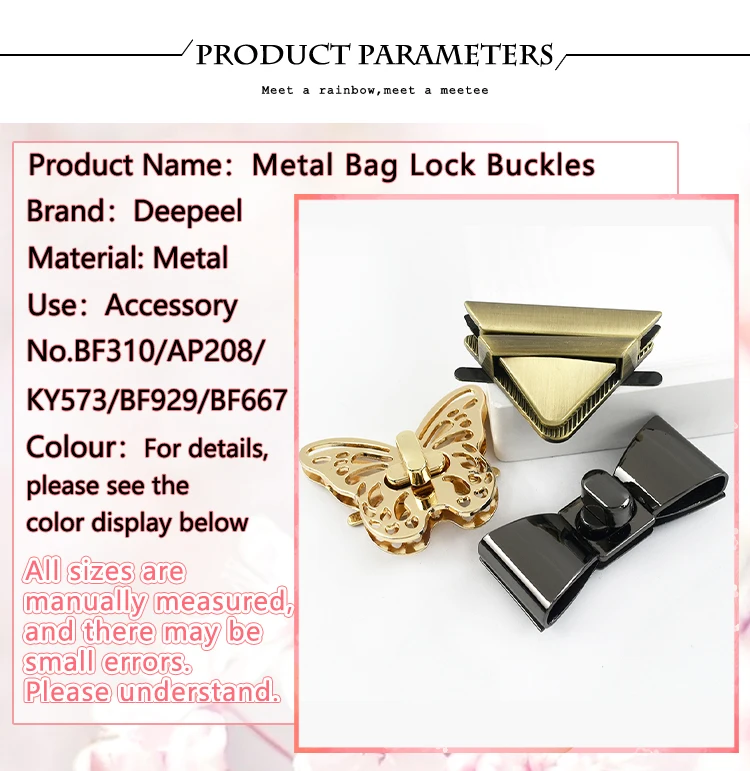Deepeel 2Pcs Metal Lock Buckles for Women's Bags Turn Twist Locks Shoulder Bag Decor Closure Latch Clasp DIY Hardware Accessory
