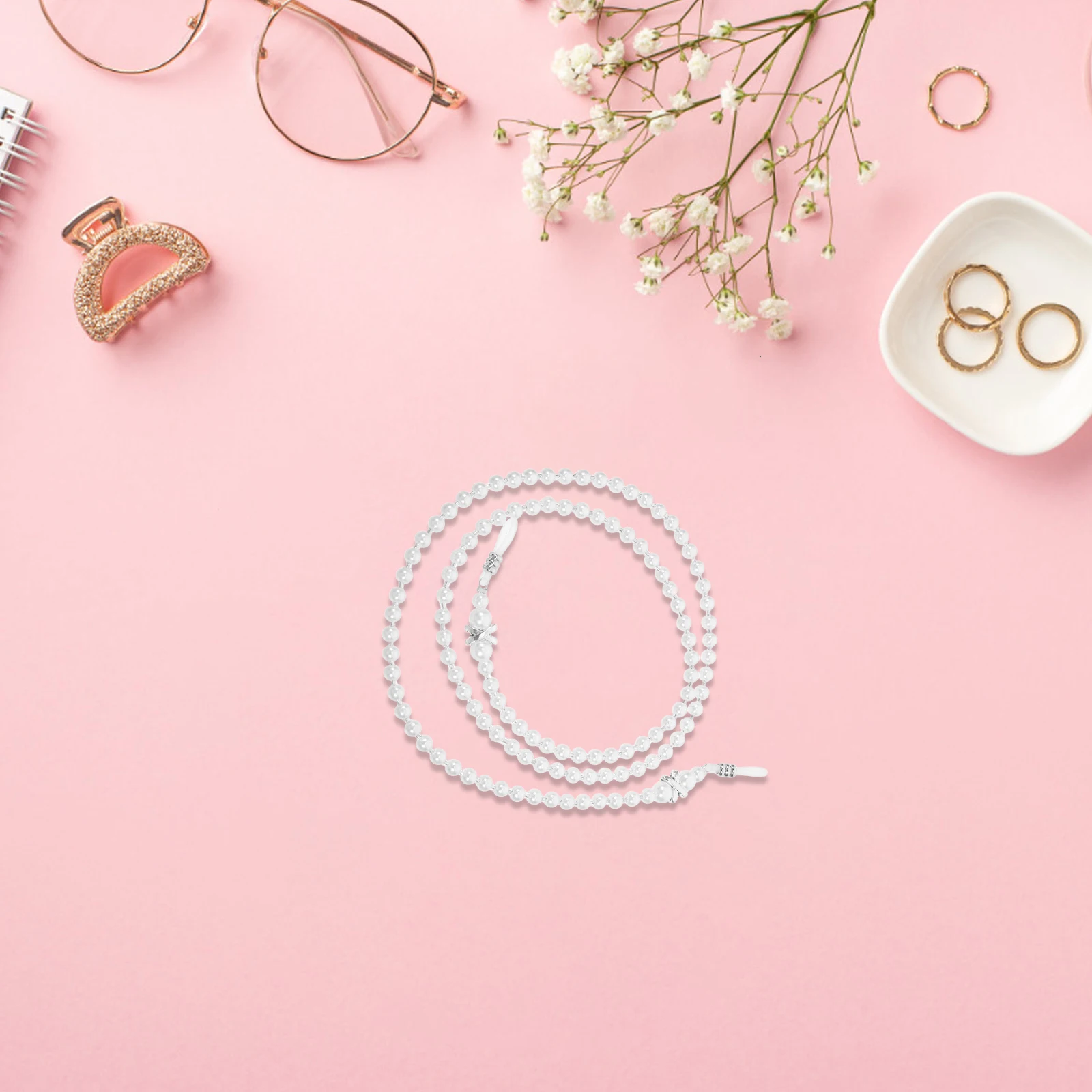 

Pearl Glasses Chain Mask Lanyard Non slip Eyeglass White Girl Beads Holder Strap Anti slip Cord Necklace Woman Glass Bead Anti