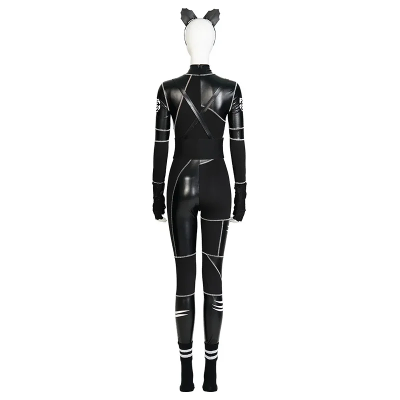 Wednesday Addams Black Cat Jumpsuit Cosplay Costume Headband Outfits Halloween Carnival Party Suit For Girls Women OI440