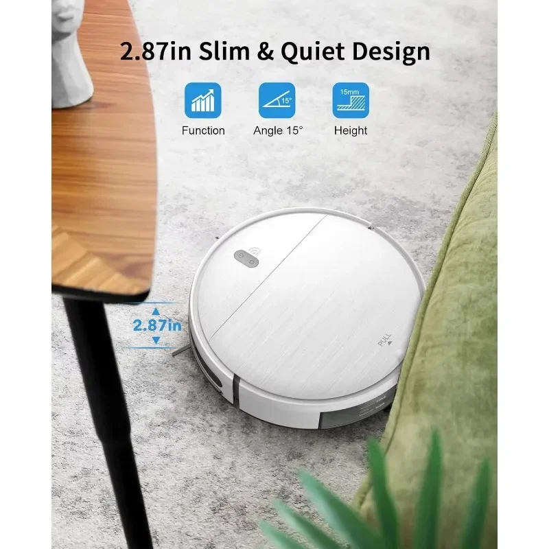 MAMNV 2 in 1 Mopping Robot Vacuum Cleaner with Schedule, Wi-Fi/Voice/App, Strong Suction,Self-Charging Robotic Vacuum,Slim,White