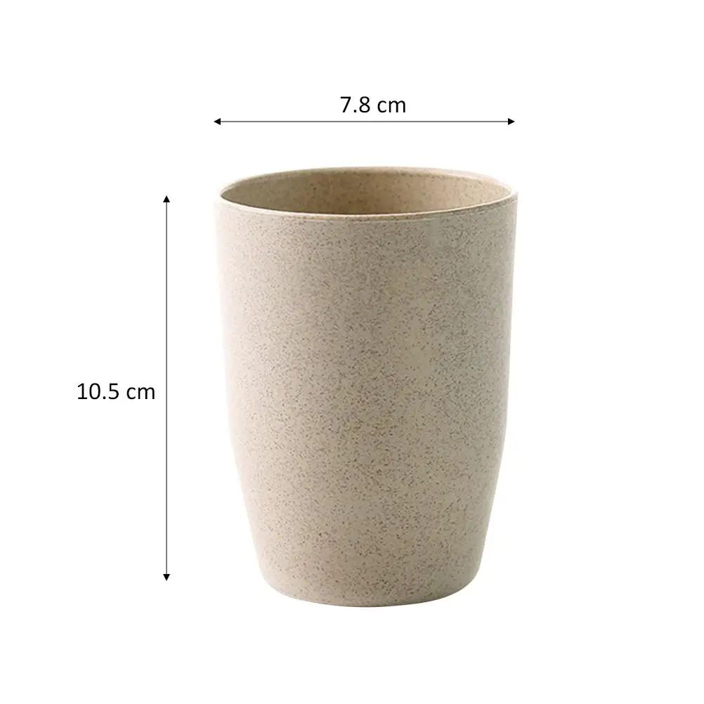

Bathroom Tooth Cup Wheat Stem Simple Round Mounthwash Mug for Children Adults (Northern Europe Beige)