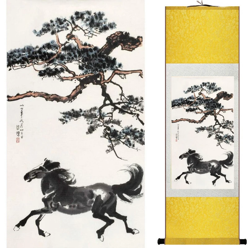 top quality Chinese Horse silk painting  Horse art painting Silk scroll art painting eight horse painting20190905056