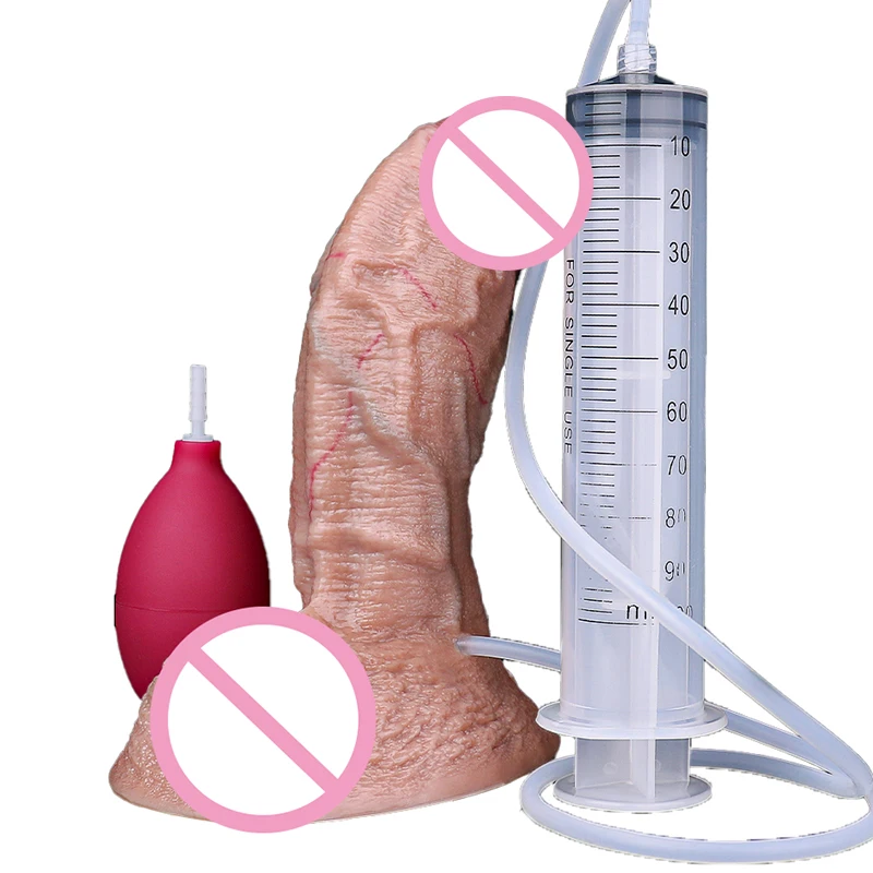 18.2*5.2cm 'Strong' Curved Nude Penis Squirt Dildo Spray Silicone Dick Women Masturbator Sex Toys for Pussy Anal Ass Penetration