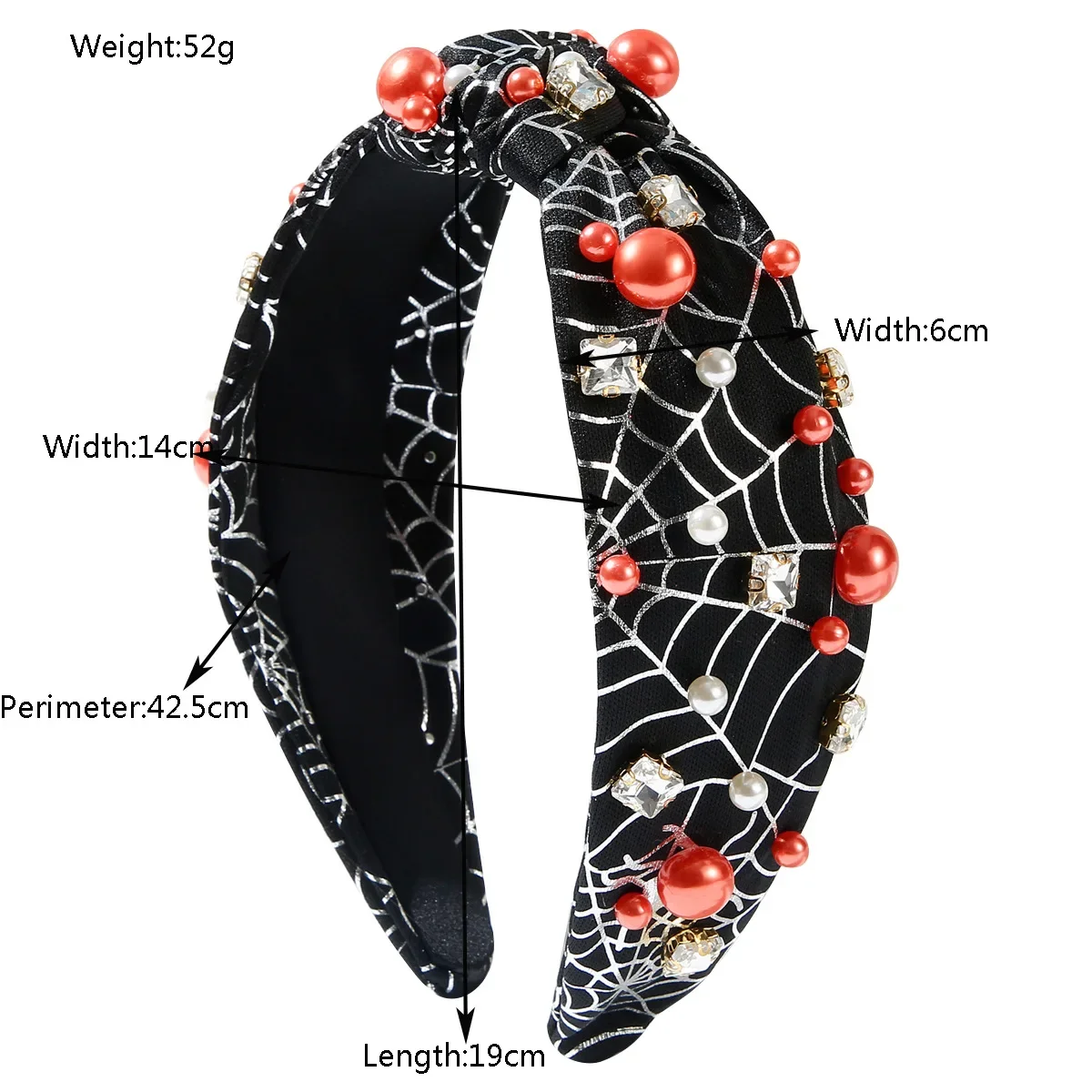 New Halloween Spider Web Skull Pattern Personalized Hair Accessories Beads Rhinestones Trendy Holiday Headband