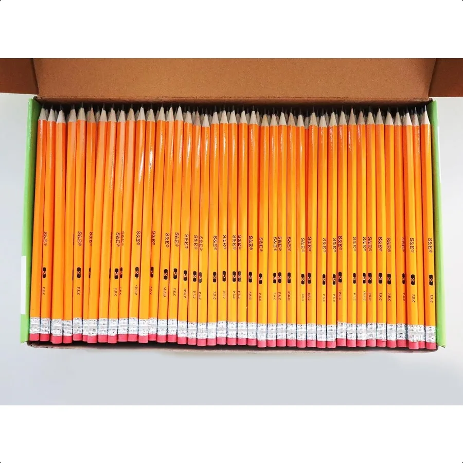Woodcased 2 Pencils Presharpened Yellow with Erasers 2 HB Lead Bulk Box No. 2 Pencil Back to school 600Pcs
