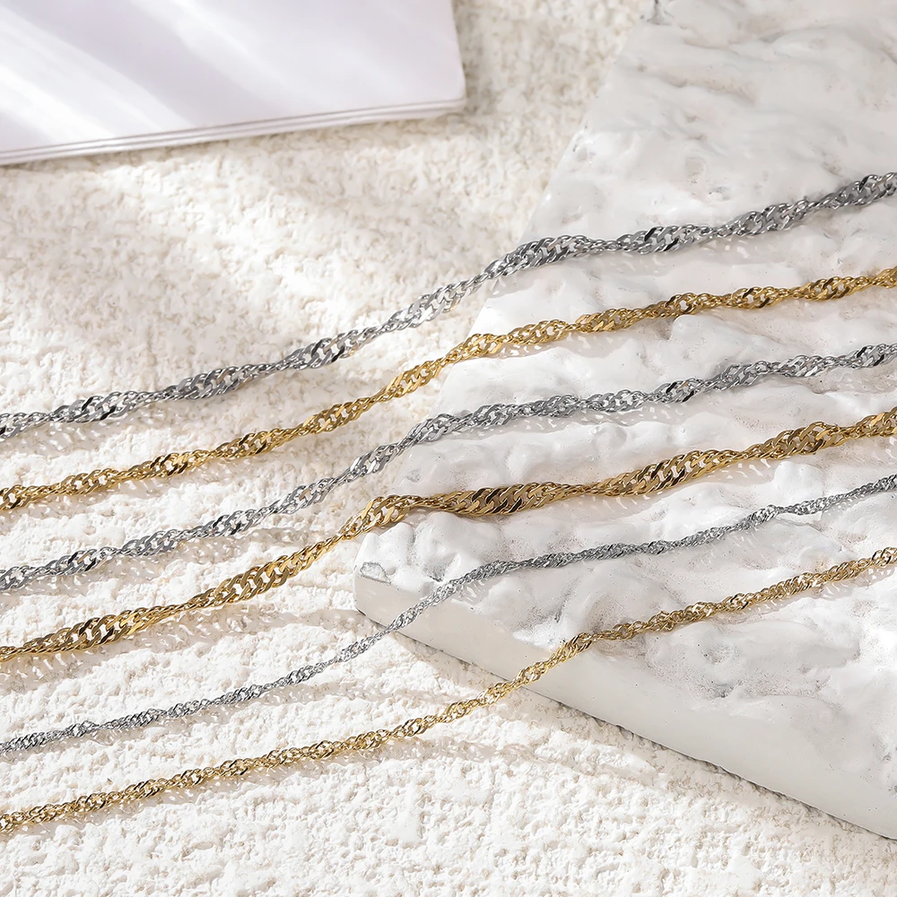 

1M Stainless Steel 0.3/0.4/0.5mm Flat Gold Steel Chains for DIY Necklace Making Jewelry Making Findings Bracelet Supplies