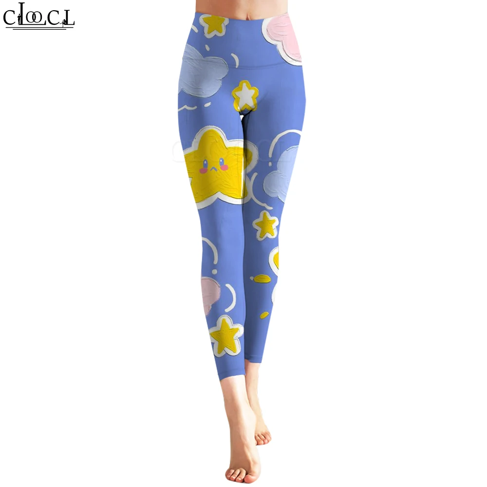 CLOOCL-mallas deportivas para mujer, mallas con estampado de cielo estrellado, pantalones sexys ajustados con realce y cintura elástica