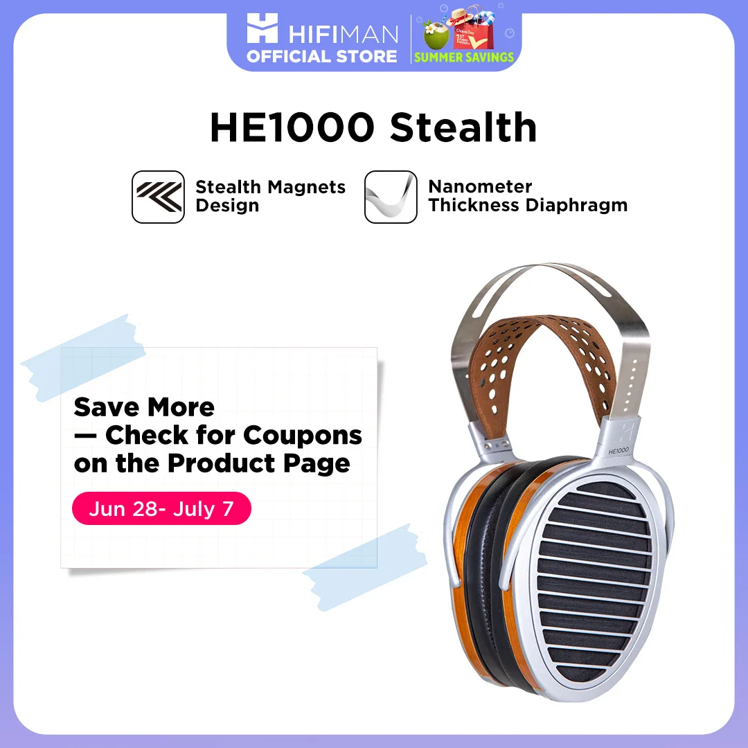 Hifiman He1000 Stealth Magnet Planar Magnético Full-Size Over-Ear Open-Back Hi-Fi Reference Grade Auriculares Para Audiófilos — -68%, 2269.48€ Coupon, from 1,067.99€ – 68% descuento – €1,067.99