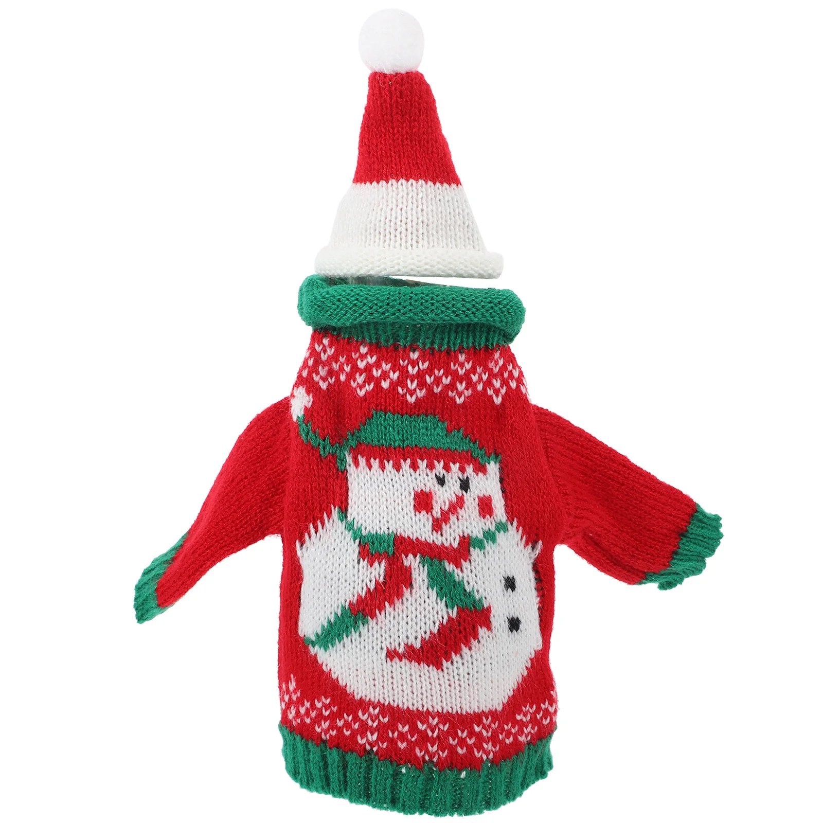 

1Set Knitting Wool Wine Bottle Sweater Hat Christmas Cover Reusable Washable Festive Xmas Wine Bottle Decoration Cover Set