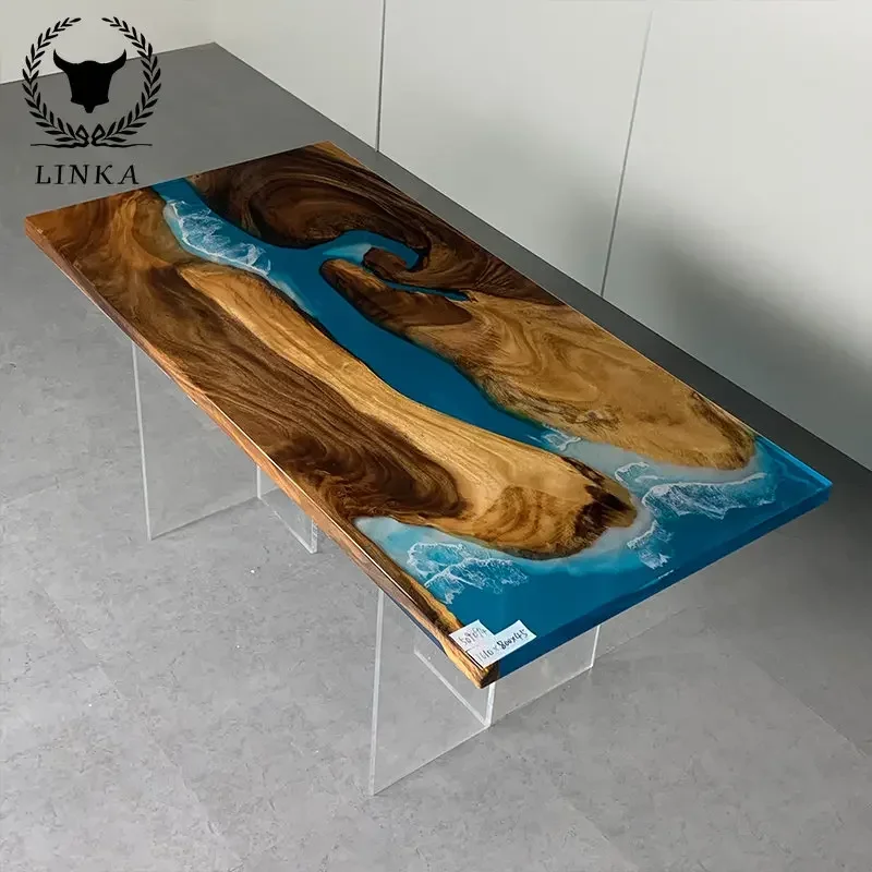 South American walnut High Quality Epoxy Resin Dining Table New Design Luxury Nordic Simple Tea Table Steady Large Board Tea Tab