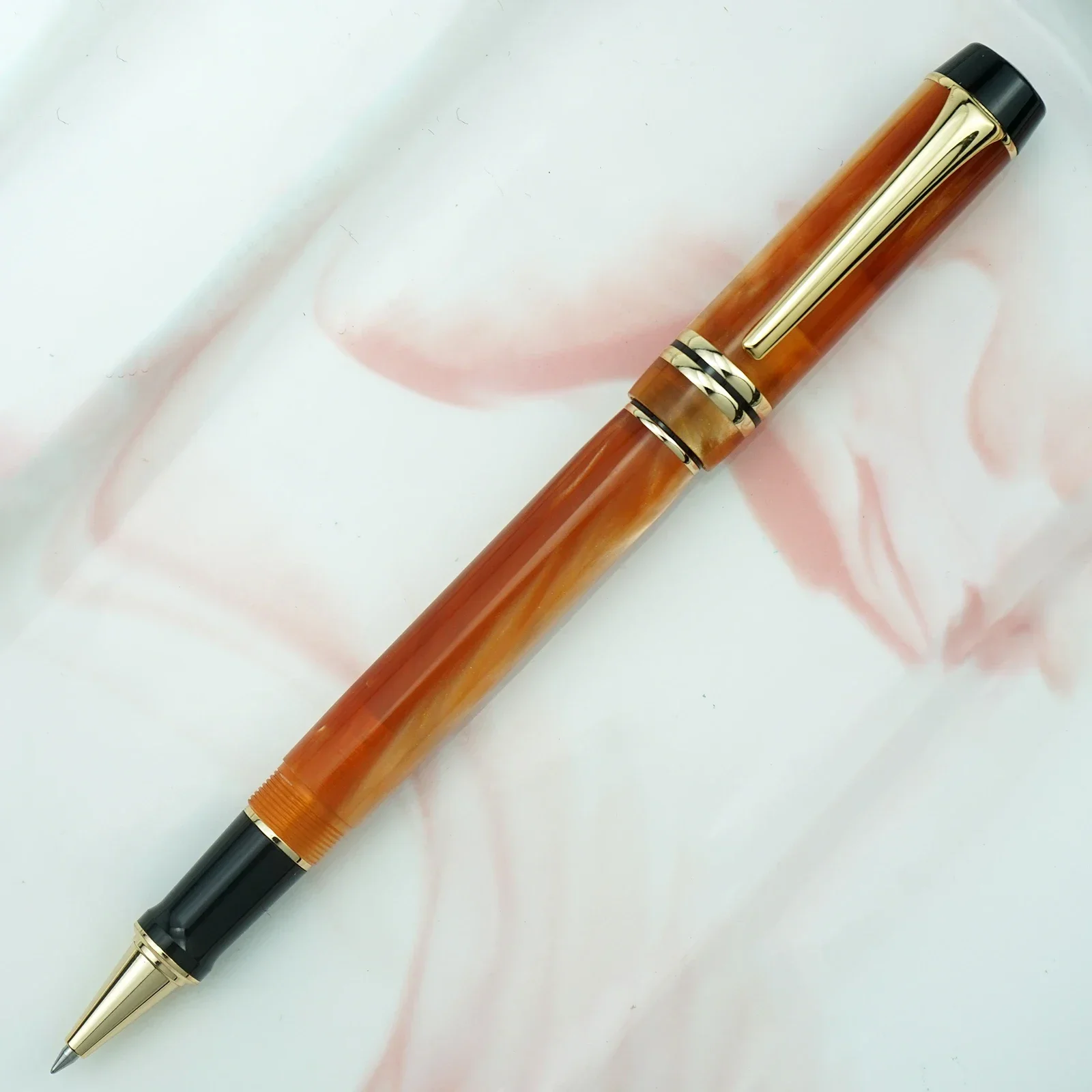 Kaigelu 316 Brown Celluloid Rollerball Pen with Refill Marble Pattern Writing Gift Pen for Office Business School Supplies