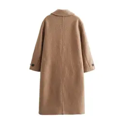 Maxdutti British Fashion Coat Jacket Women LadiesWoolen Coat Winter Long Coat French Simple and Elegant