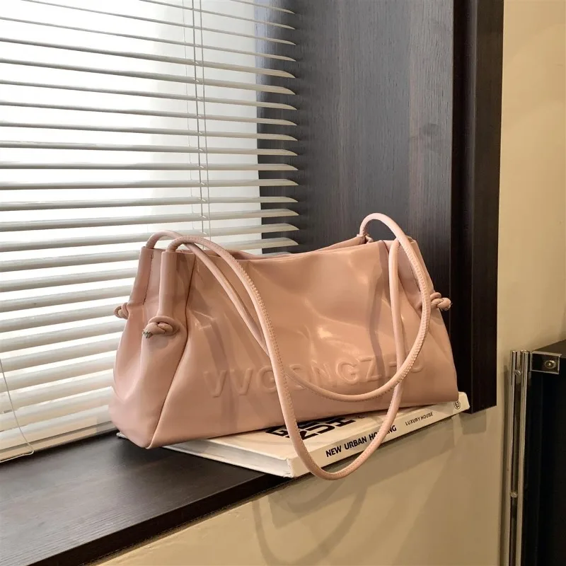 

Foufurieux Pink Shoulder Bags Women Soft Pu Leather Ladies Tote Purse Large Handbags Casual College Girls Book Messenger Bags