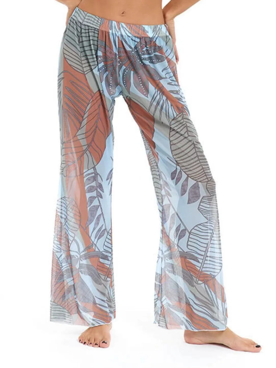 Nuevas mujeres malla volantes Trim cubrir pantalones playa cubrir cubrir Ups para traje de baño playa pantalones con volantes 2026 pantalones de verano