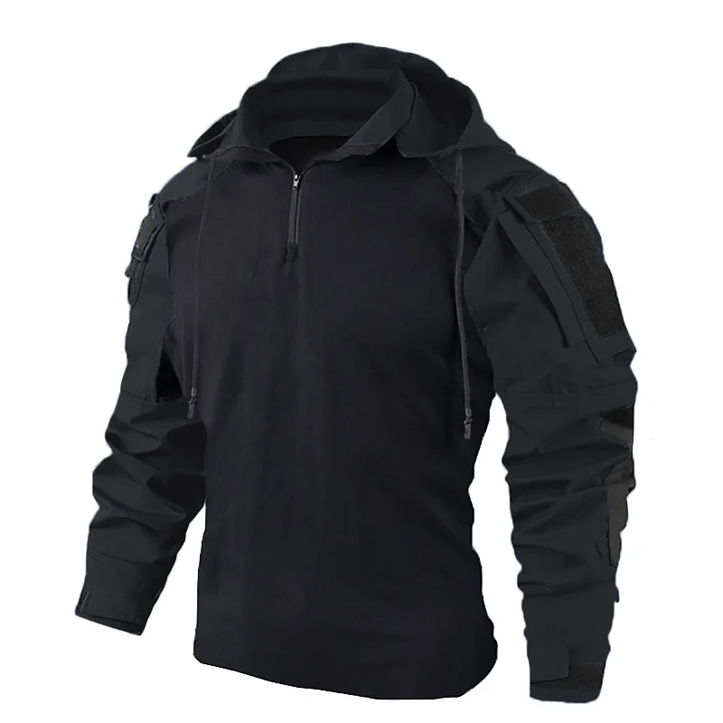 Tactical Combat Shirts Men Long Sleeve US Army CP Hiking T-shirt Camo Hooded Quick-dry CS Paintball T-Shirt Tops Wear-resisting view 6