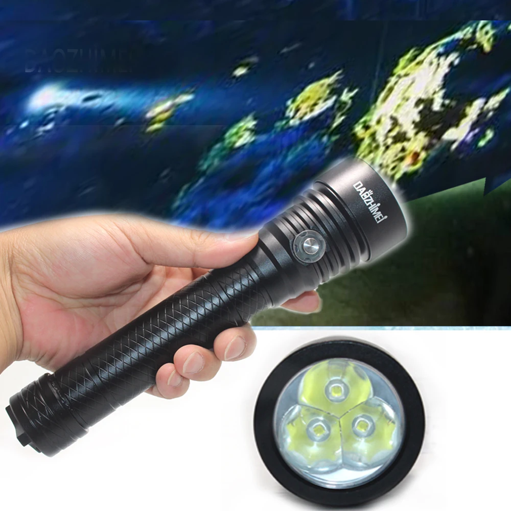 6000 lumen Super bright LED Diving Flashlight 4 modes Headlamp 100M Underwater Diving Light Deep sea Swimming lantern torch