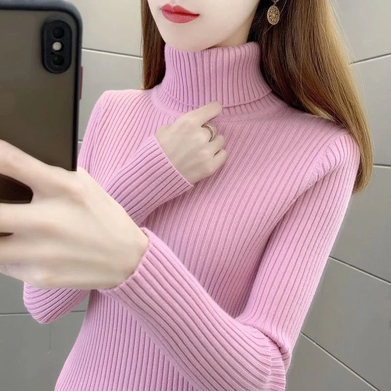 

Ele High Ne Slim Fit Long Sve Knitted Base Layer Sweater Soft Lazy Sle Women's Faionable Boting irt