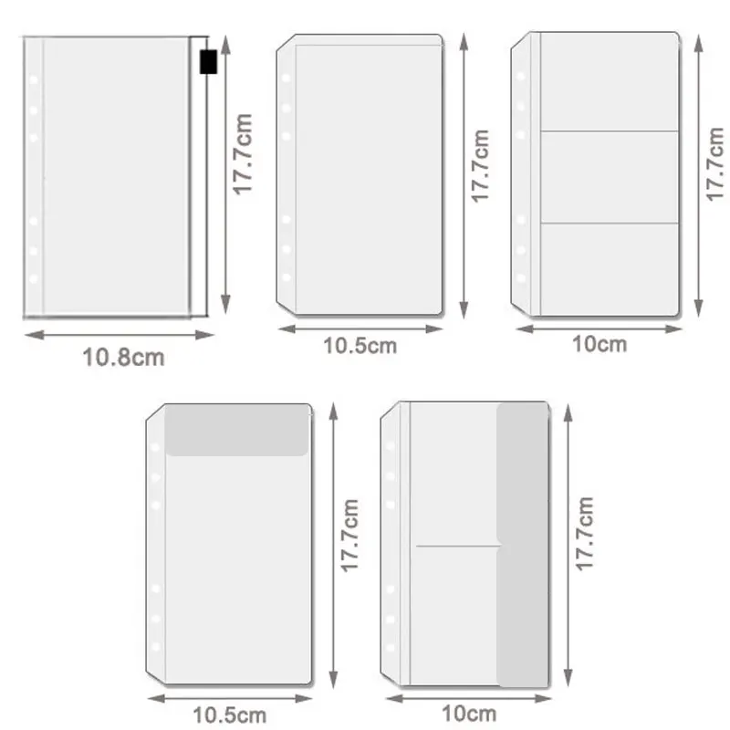 5 pz/lotto tasche Budget per raccoglitori formato A6 buste per contanti a 6 fori buste per fogli mobili in PVC custodia per cartelle con cerniera