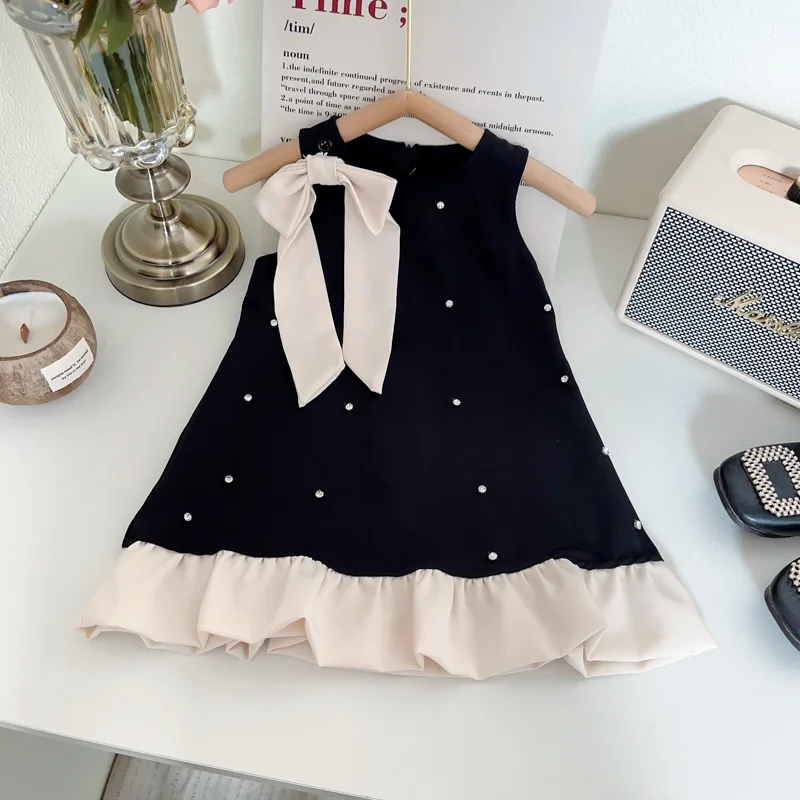 Sommer-Westenkleid für Mädchen – ärmelloses Sommerkleid im Prinzessinnen-Stil mit Taschen, lässiges Spielkleid für Kleinkinder
