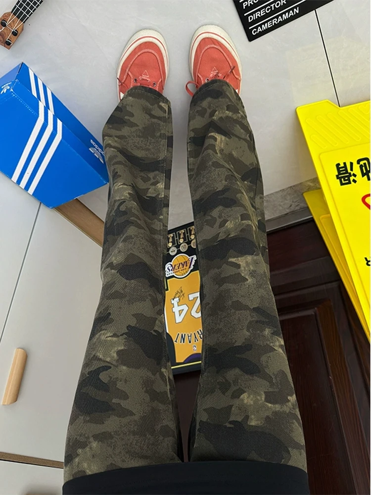 

Мужские джинсы Cleanfit в камуфляжном стиле, ретро, американские, расклешенные, с высокой талией, удлиняющие ноги, повседневные, дышащие